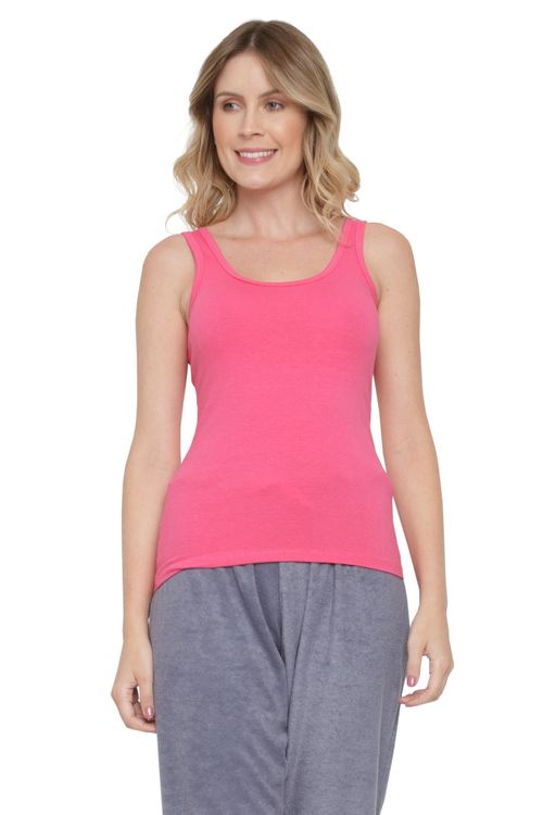Regata Básica Feminina em Cotton Rosa