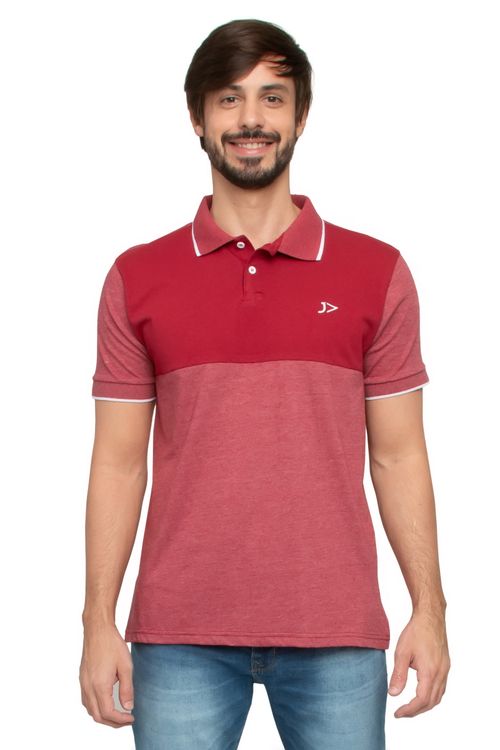 Camisa Polo Masculina com Recorte Vermelha