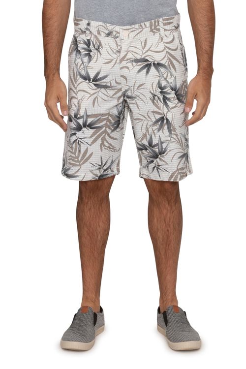 Bermuda Masculina Floral Bege