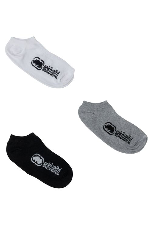 Kit 3 Pares de Meias Masculinas Ecko Invisível Preto Cinza e Branco