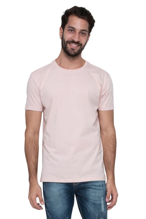 Camiseta Básica Masculina Casual Rosa Claro