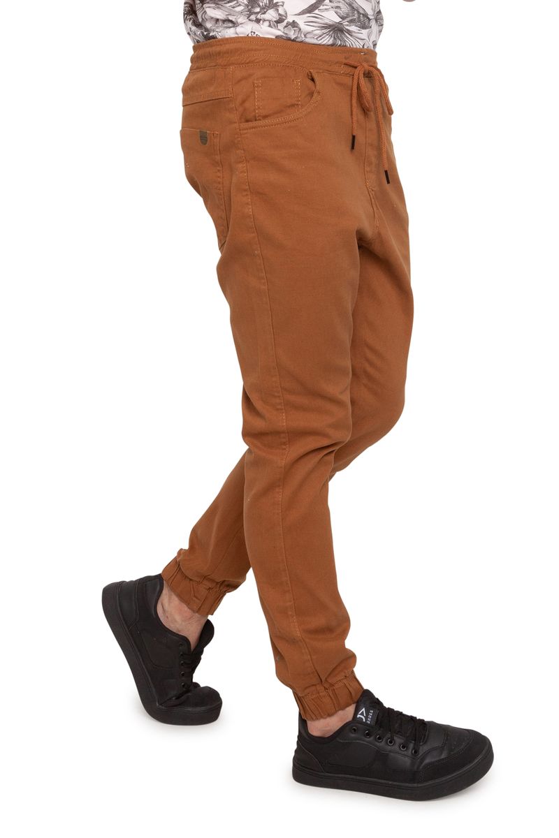 Calça Masculina Sarja Jogger Caramelo