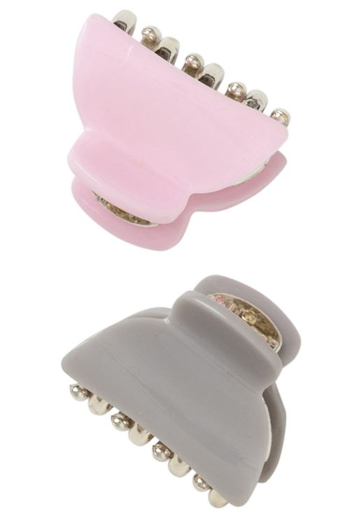 Kit 2 Presilhas de Cabelo em Resina Rosa e Cinza