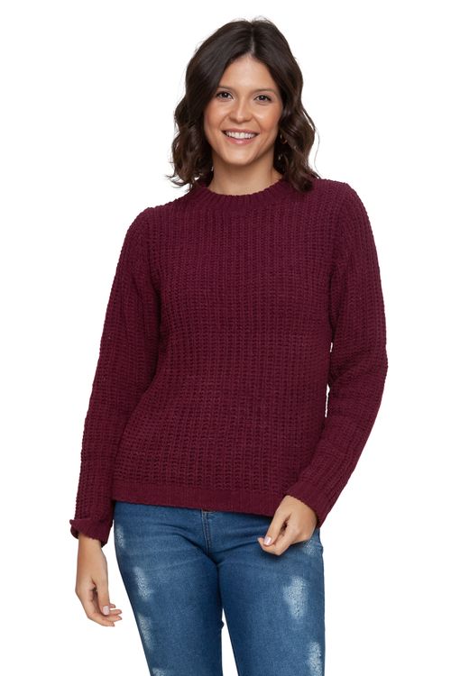 Suéter Feminino em Chenille Vinho