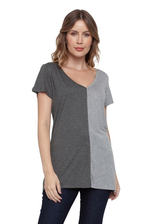 Blusa Feminina Casual Chumbo e Mescla