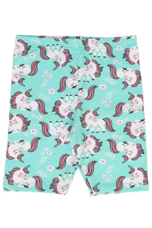 Bermuda Ciclista Infantil Feminina Tam 1 a 3 Unicórnio Azul