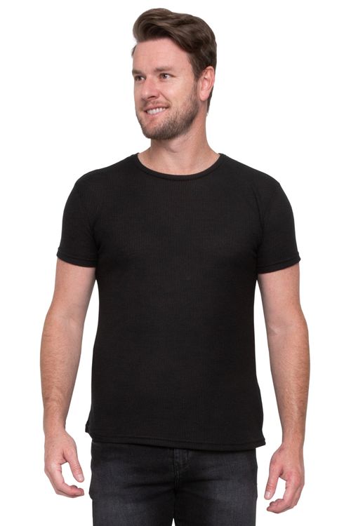 Camiseta Masculina Waffle Lisa Preta