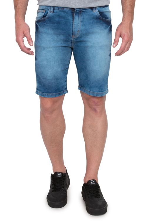 Bermuda Masculina Reta Jeans Estonado Médio