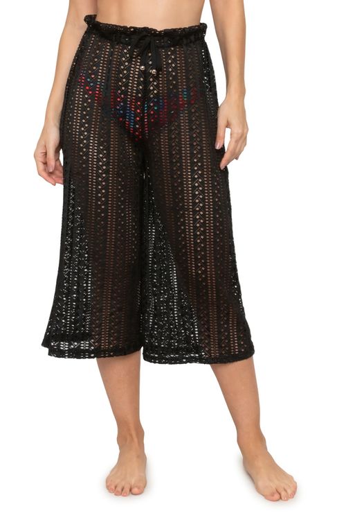 Saída de Praia Calça Feminina em Renda Preta