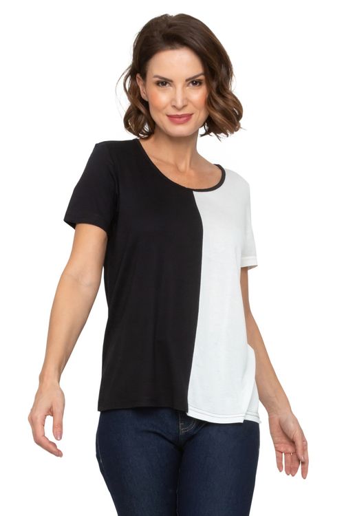 Blusa Feminina City Bicolor Preto e Branco