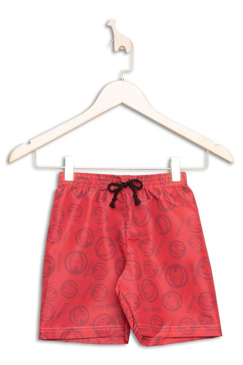 Shorts Infantil Masculino Homem de Ferro Vermelho Tam 4 a 10