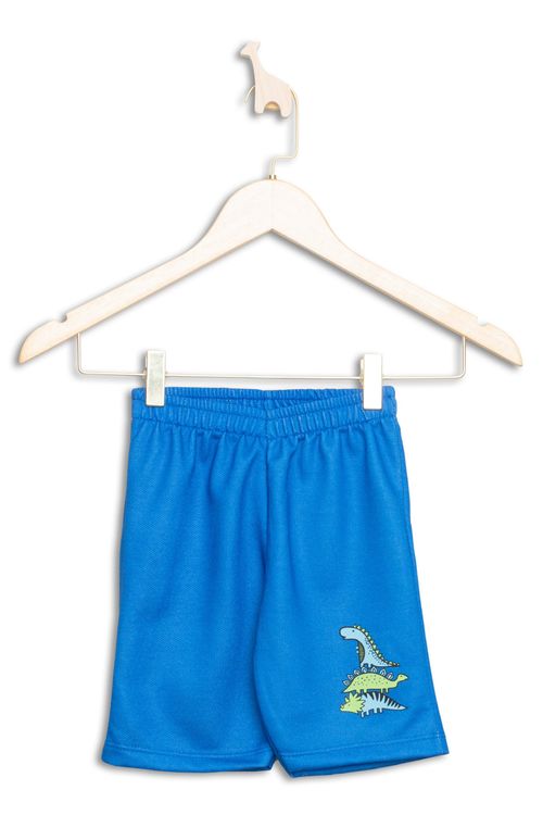 Shorts Infantil Masculino Tam 1 a 3 Dinossauro Azul