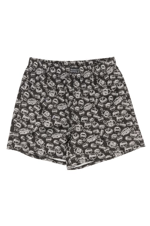 Cueca Samba Canção com Estampa Comics Preto e Branco