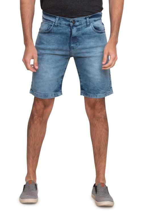 Bermuda Masculina Reta Jeans Estonado Médio
