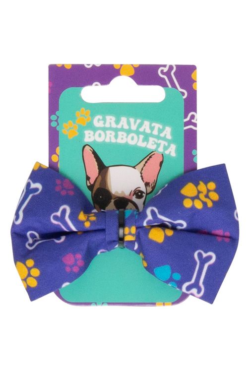 Gravata Borbolete para Cães Estampada Azul