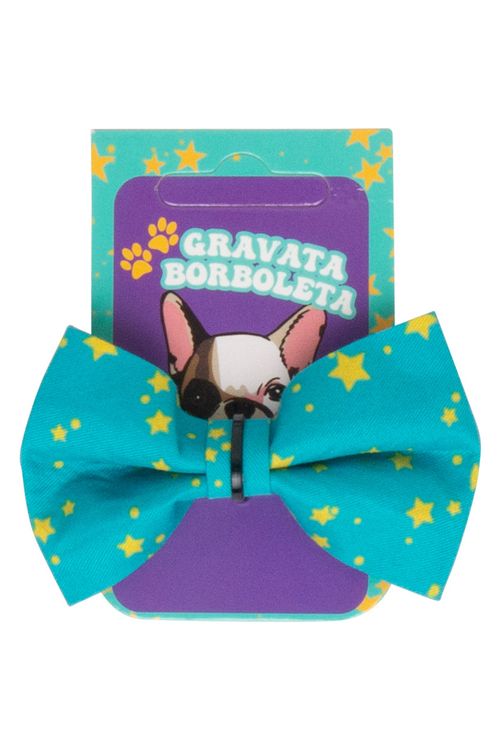 Gravata Borbolete para Cães Estampada Turquesa