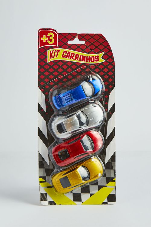 Kit 4 Carrinhos de Corrida Coloridos