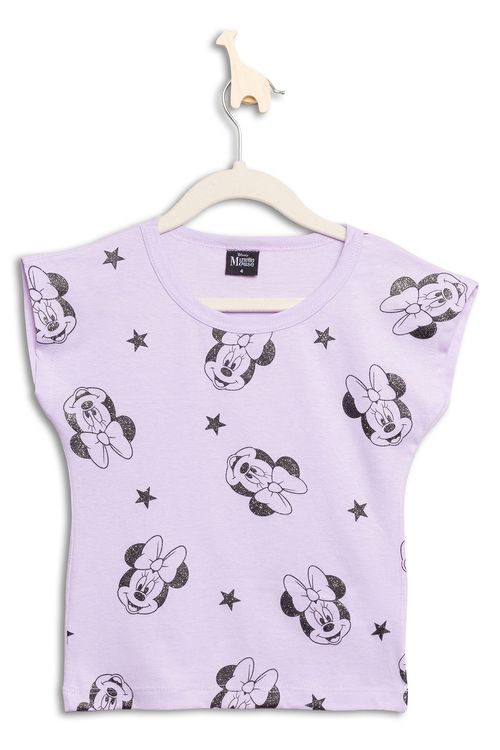 Blusa Infantil Menina Minnie Lilás  Tam 4 a 10