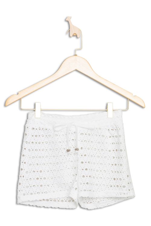 Shorts Infantil em Laise Branco Tam 4 a 10