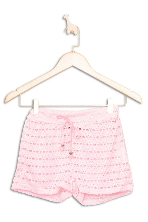 Shorts Infantil em Laise Rosa Claro Tam 4 a 10