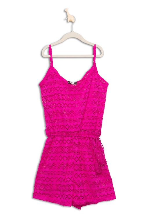 Macacão Juvenil em Renda Pink Tam 10 a 16