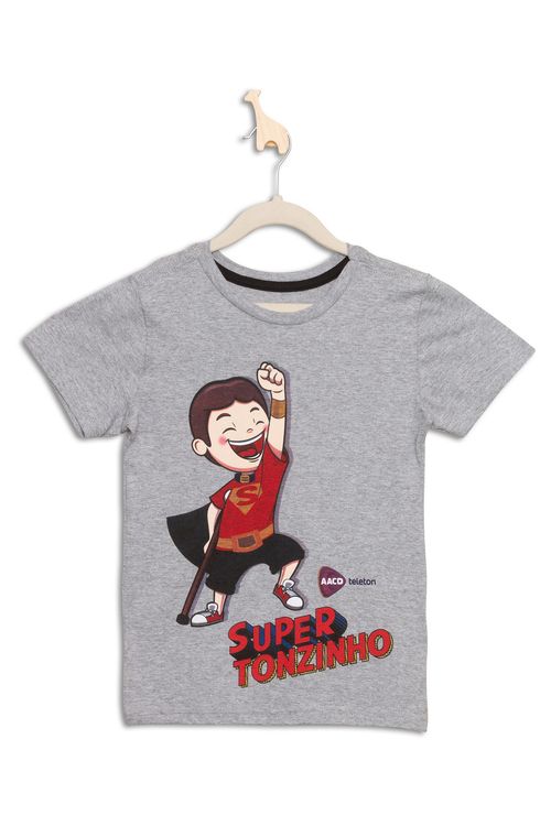 Camiseta Infantil com Estampa Super Tonzinho Teleton Tam 4 a 10