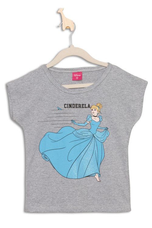 Blusa Infantil com Estampa Cinderela Mescla Tam 4 a 10