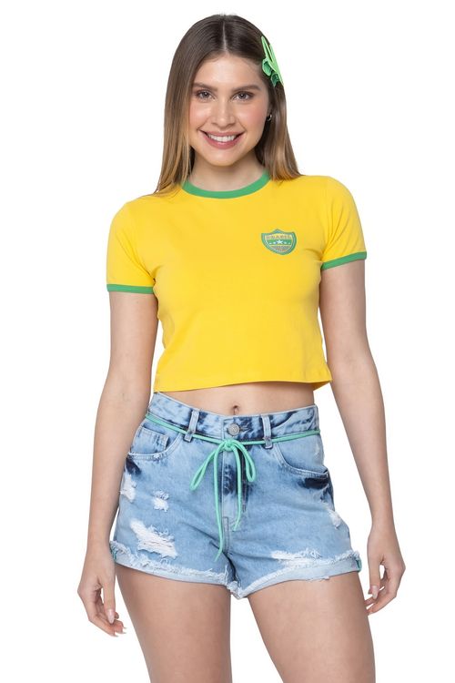 Blusa Copa Feminina Brasil Amarela