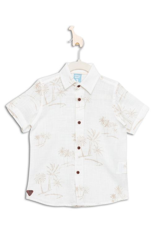 Camisa Infantil com Estampa Coqueiros Off White Tam 1 a 3
