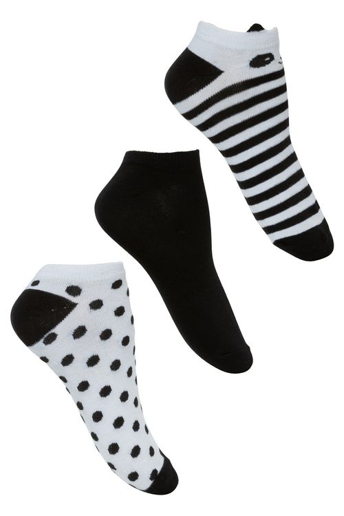 Kit com 3 Pares de Meias Femininas Cano Baixo com Estampas Sortidas Tam 34 ao 39