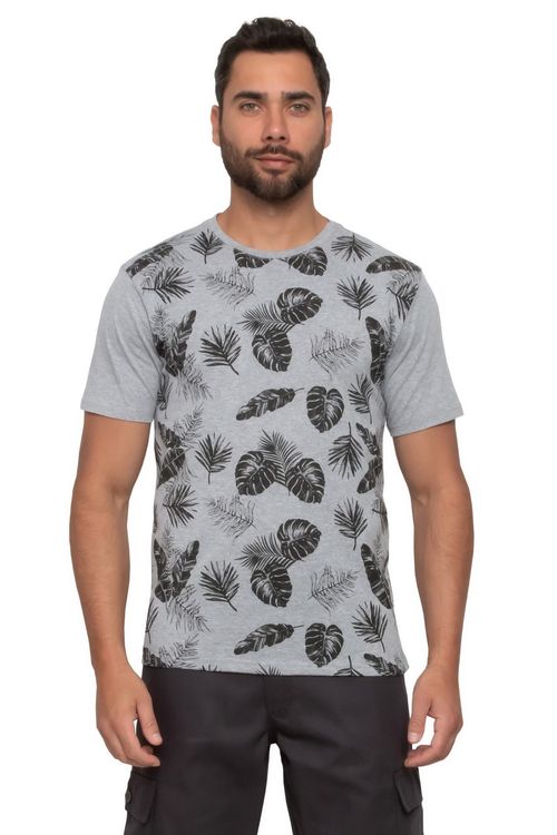 Camiseta Masculina Estampada Cinza