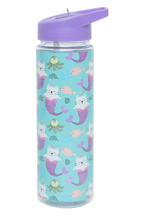Garrafa Squeeze Infantil Menina Roxa Gatos Sereia Oceano