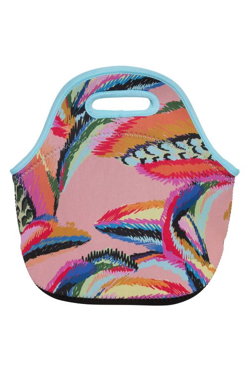 Lancheira com Estampa de Penas Rosa