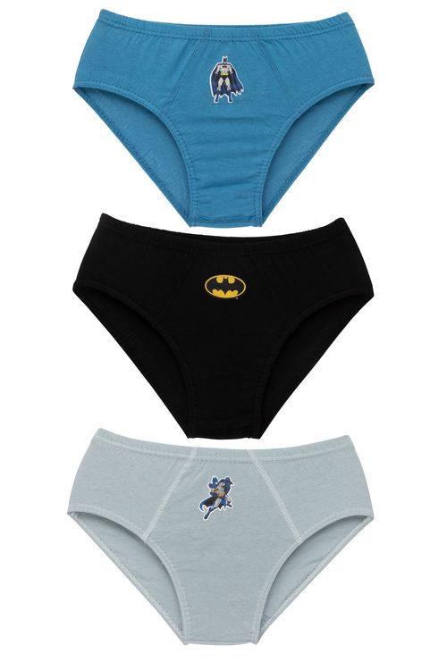 Kit 3 Cuecas Infantis com Estampa Batman Coloridas Tam 10