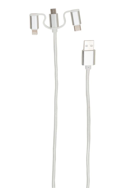Cabo Carregador 3 em 1 USB Branco