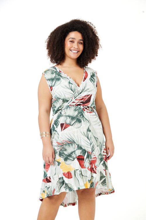 Vestido Feminino Estampa Folhagem Feita Pra Mim