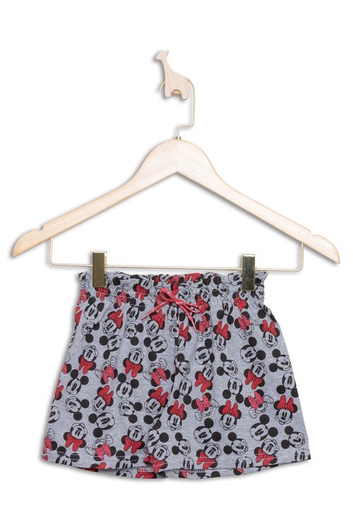 Shorts Infantil Clochard com Cordão e Estampa Minnie Mescla Tam 4 a 10