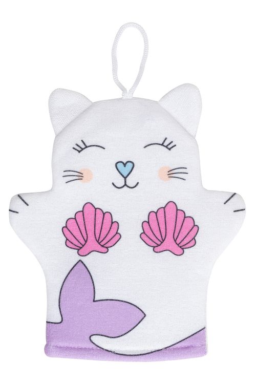Esponja de Banho Gatinho Sereia Branca