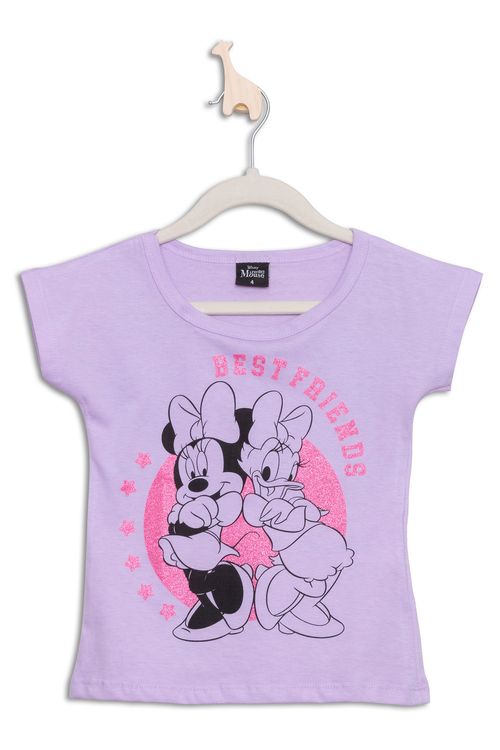 Blusa Infantil com Estampa Minnie E Margarida Best Friends Lilás Tam 4 A 8