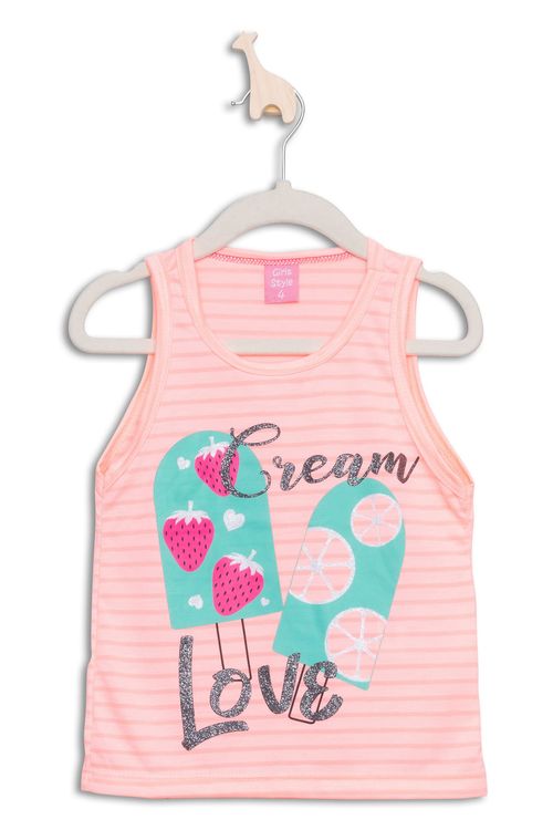 Regata  Infantil Feminina 4/8 Anos Listrada Laranja