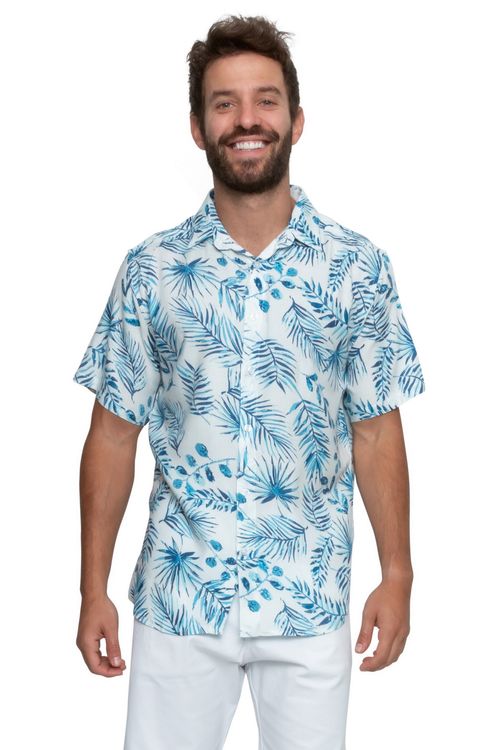 Camisa Masculina Folhas Branca