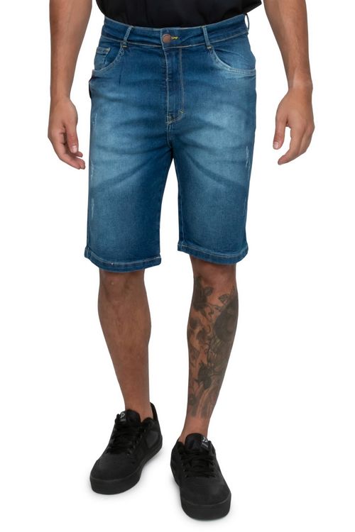 Bermuda Masculina Reta Jeans Médio
