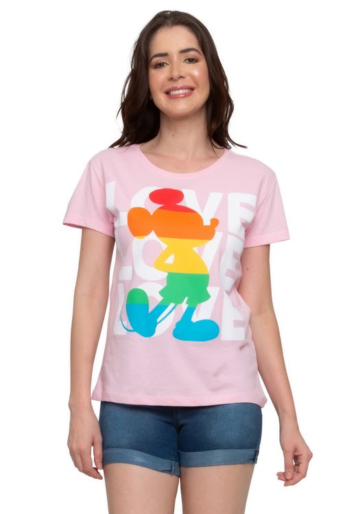 Blusa Feminina Love Mickey Mouse Rosa