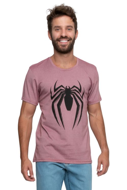 Camiseta Masculina Casual Homem-Aranha Rosa