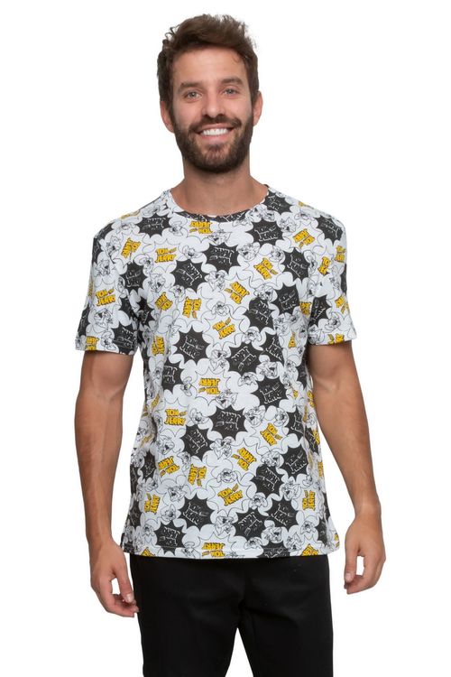 Camiseta Masculina Tom e Jerry Branca