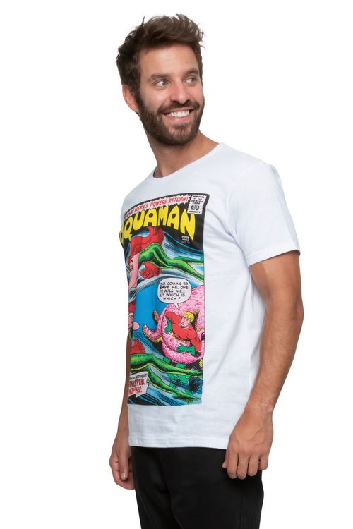 Camiseta Masculina Aquaman Branca