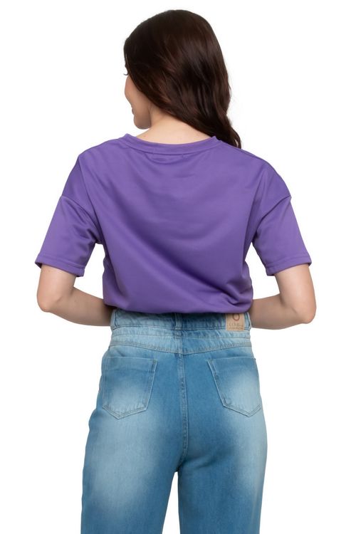 Blusa Cropped Feminina French Terry Roxa
