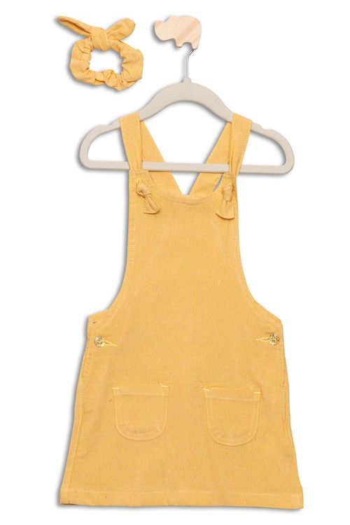 Salopete Infantil com Amarrador em Ecoline Amarelo Tam 4 a 8
