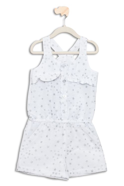 Macaquinho Infantil com Estampa Estrelas Branco Tam 4 a 8