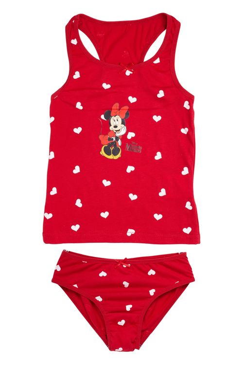Conjunto Infantil Regata e Calcinha com Estampa Minnie Vermelho Tam 4 a 10